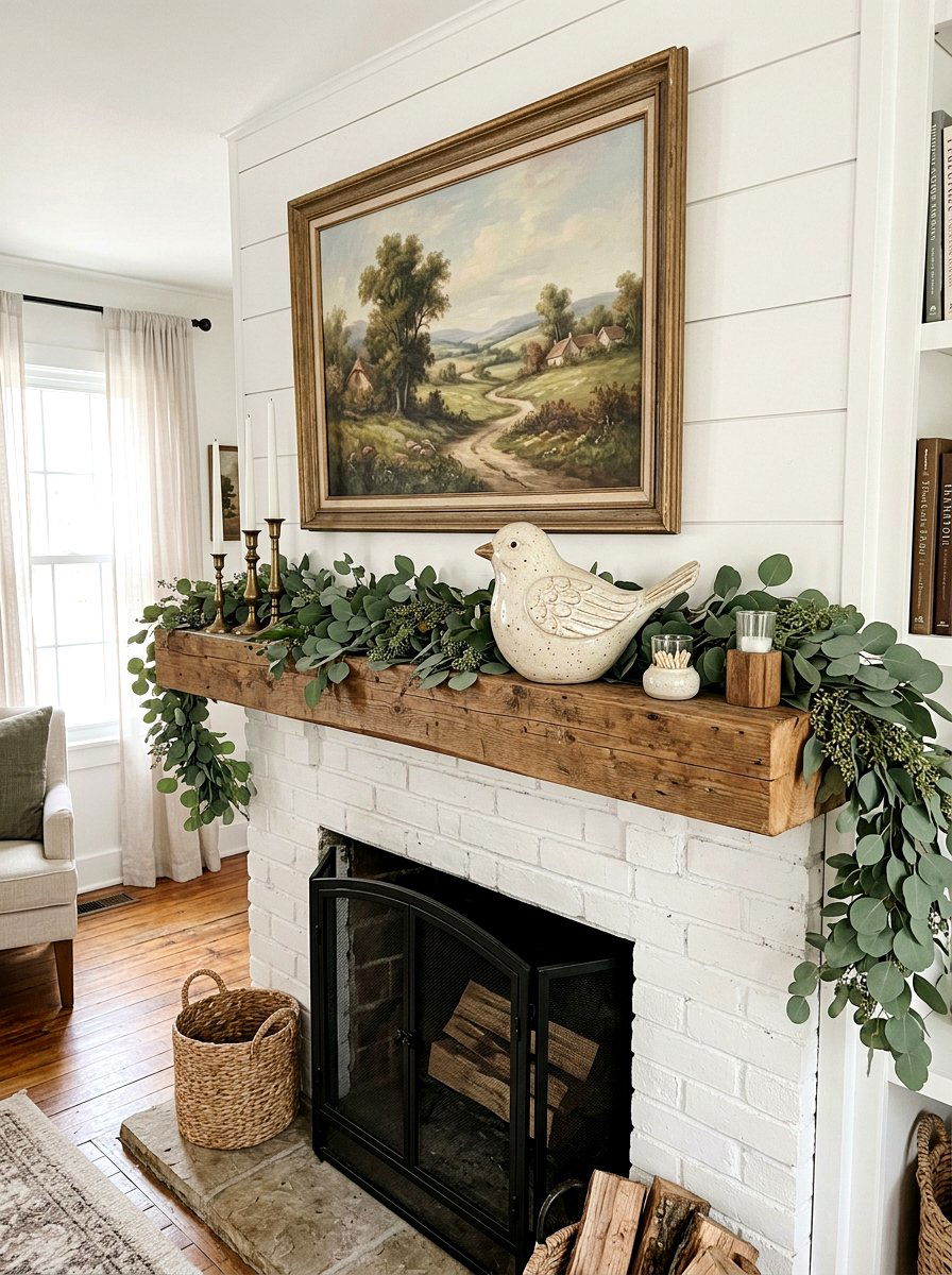 Ceramic Bird On Fireplace Mantel - 25 Spring Ceramic Bird Ideas