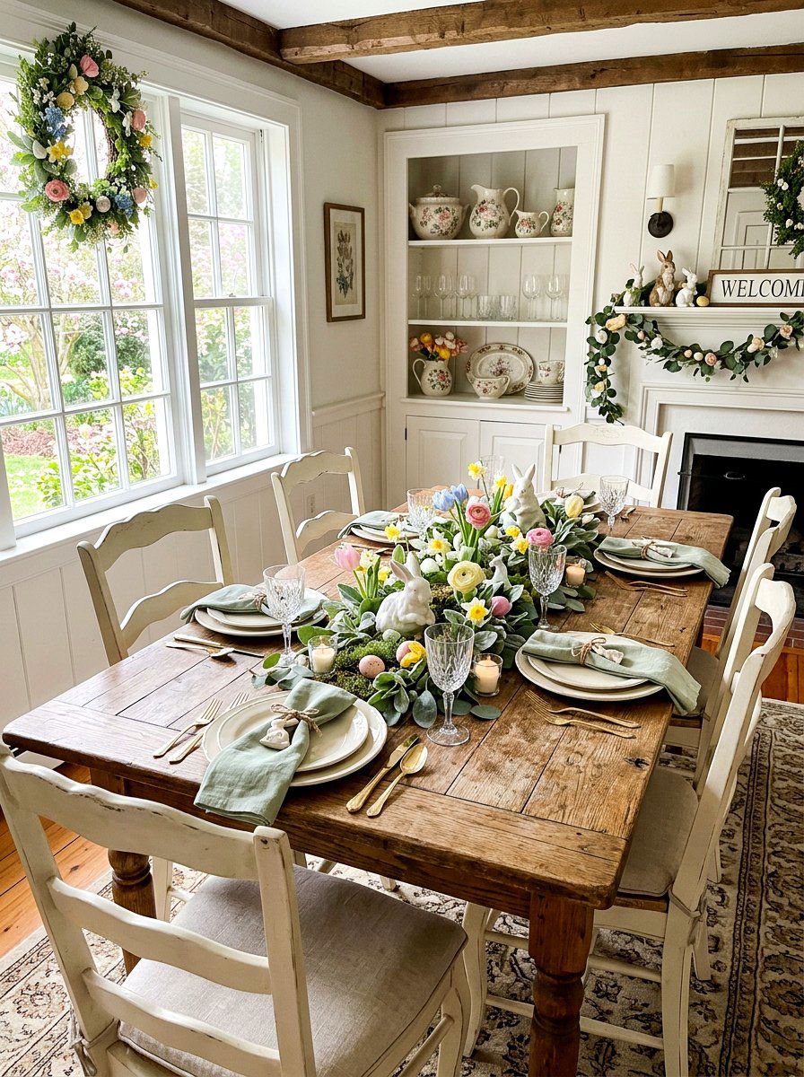 Ceramic Bunny Decor - 25 Spring Farm Table Decor Ideas