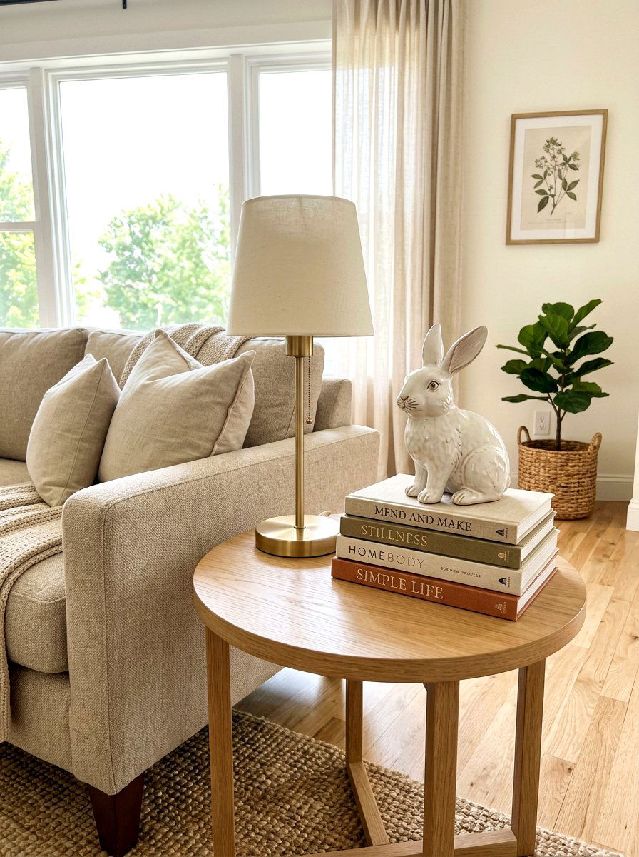 Ceramic Bunny Figurine - 25 Spring End Table Decor Ideas