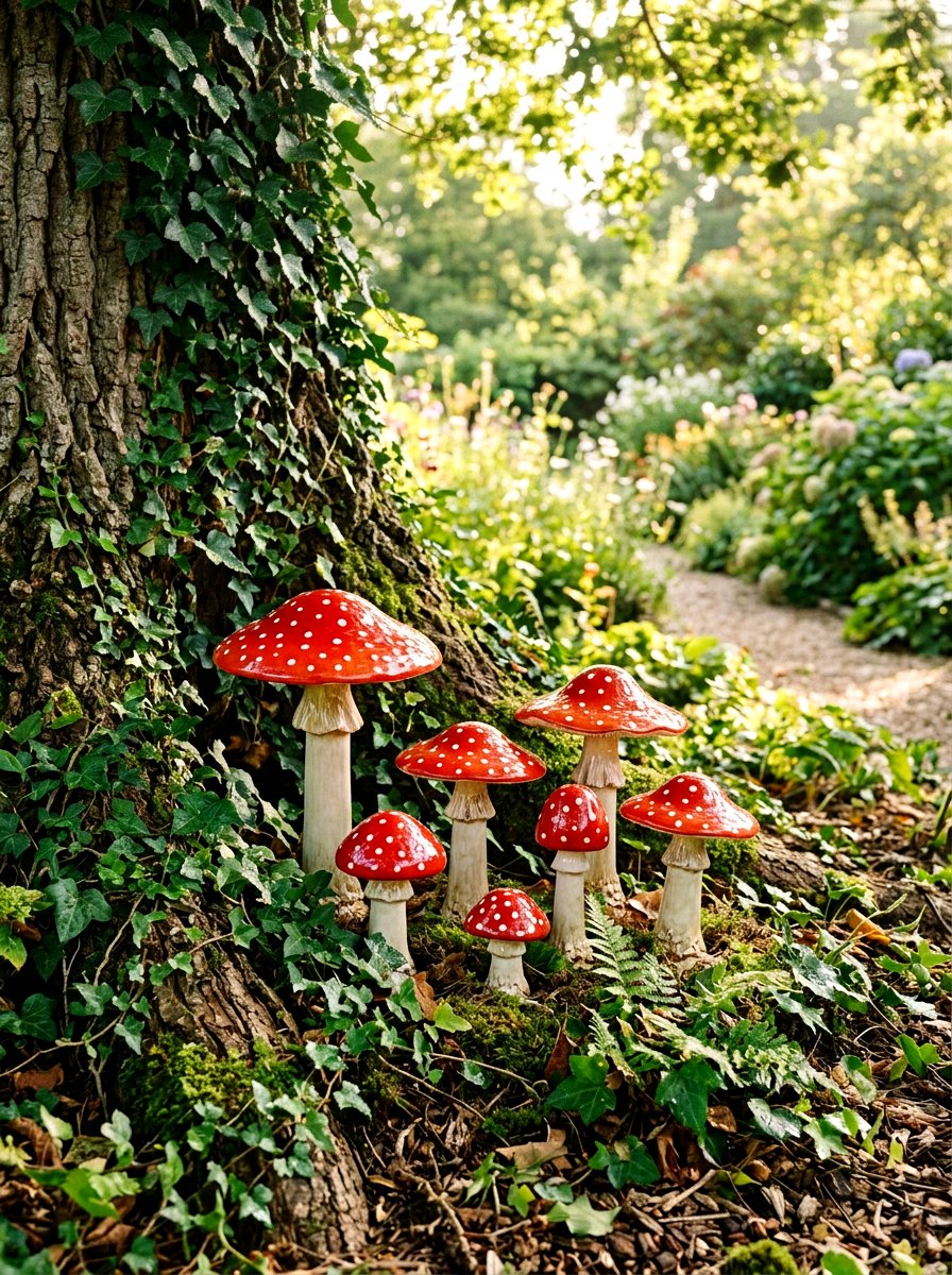 Ceramic Garden Mushroom - 25 Spring Garden Art Ideas