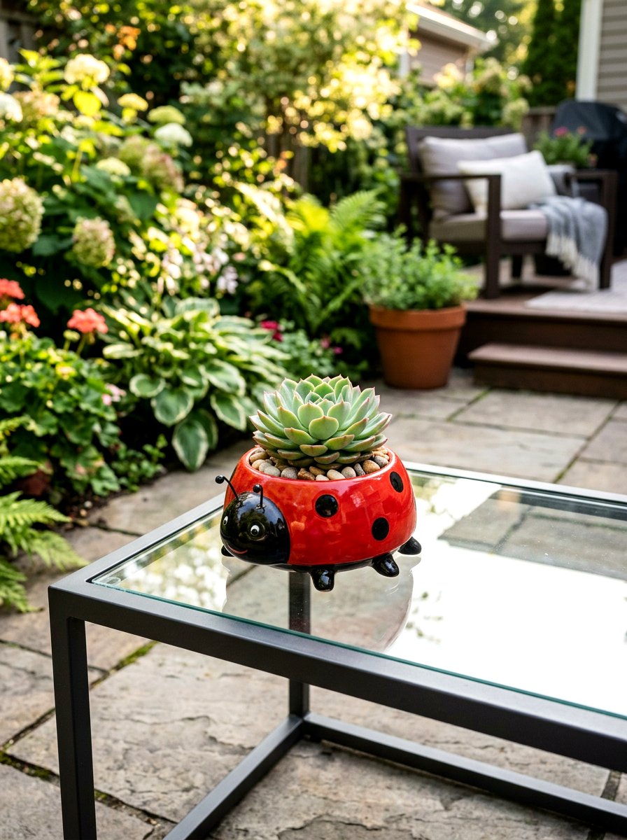 Ceramic Ladybug Succulent Pot - 25 Spring Ladybug Planter Ideas