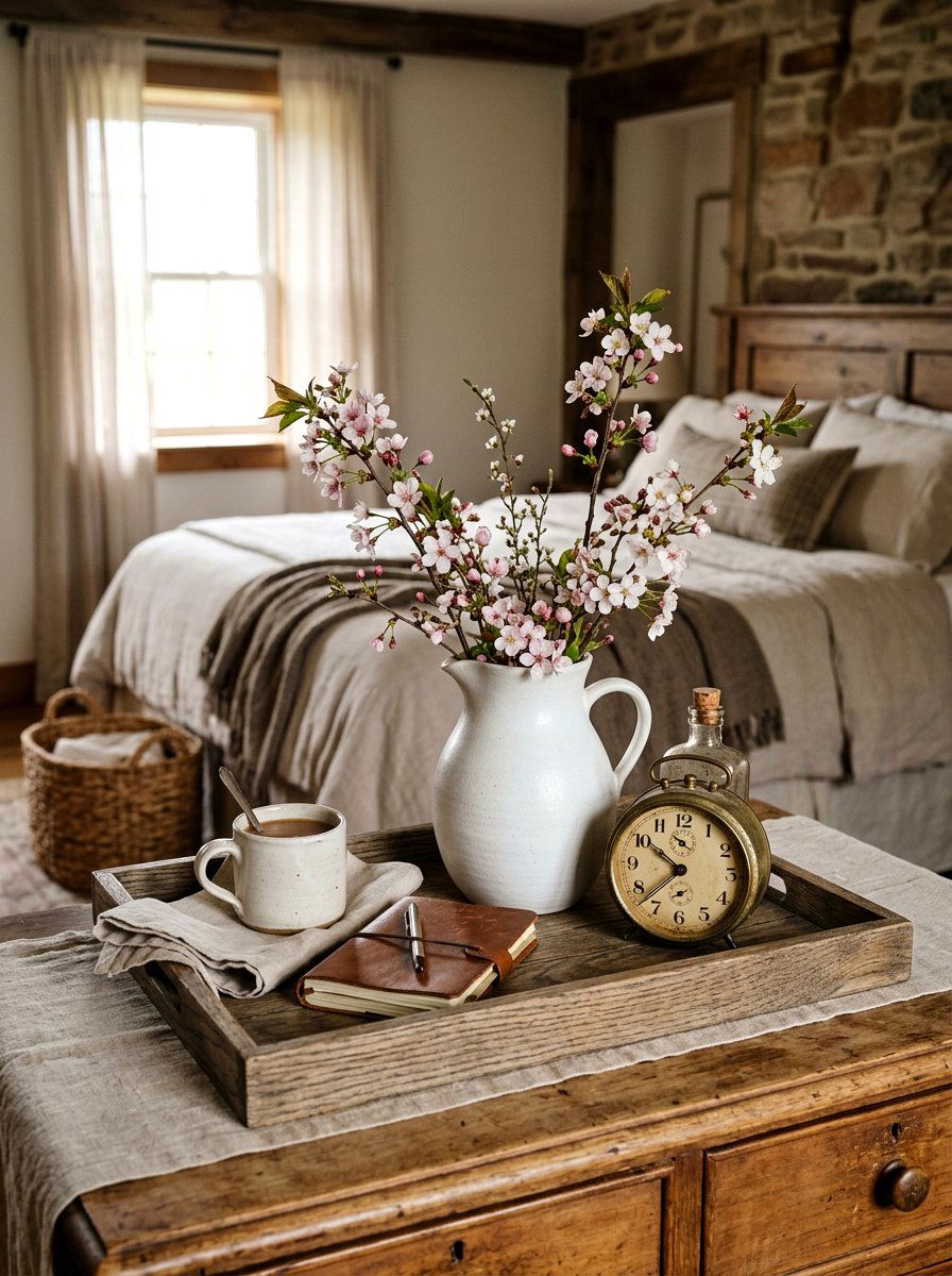 Ceramic Pitcher Bedroom Tray - 25 Spring Bedroom Tray Styling Ideas