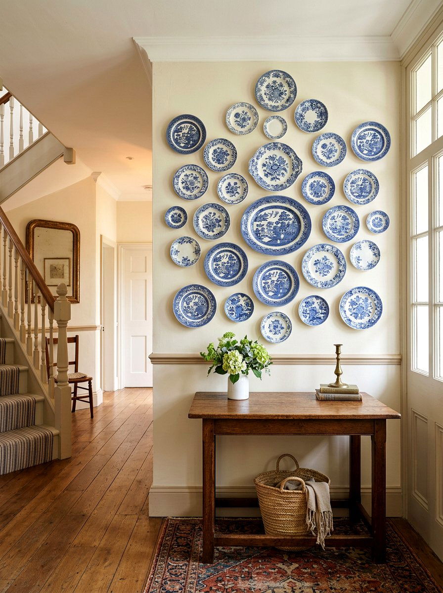Ceramic Plate Wall - 25 Spring Hallway Wall Decor Ideas