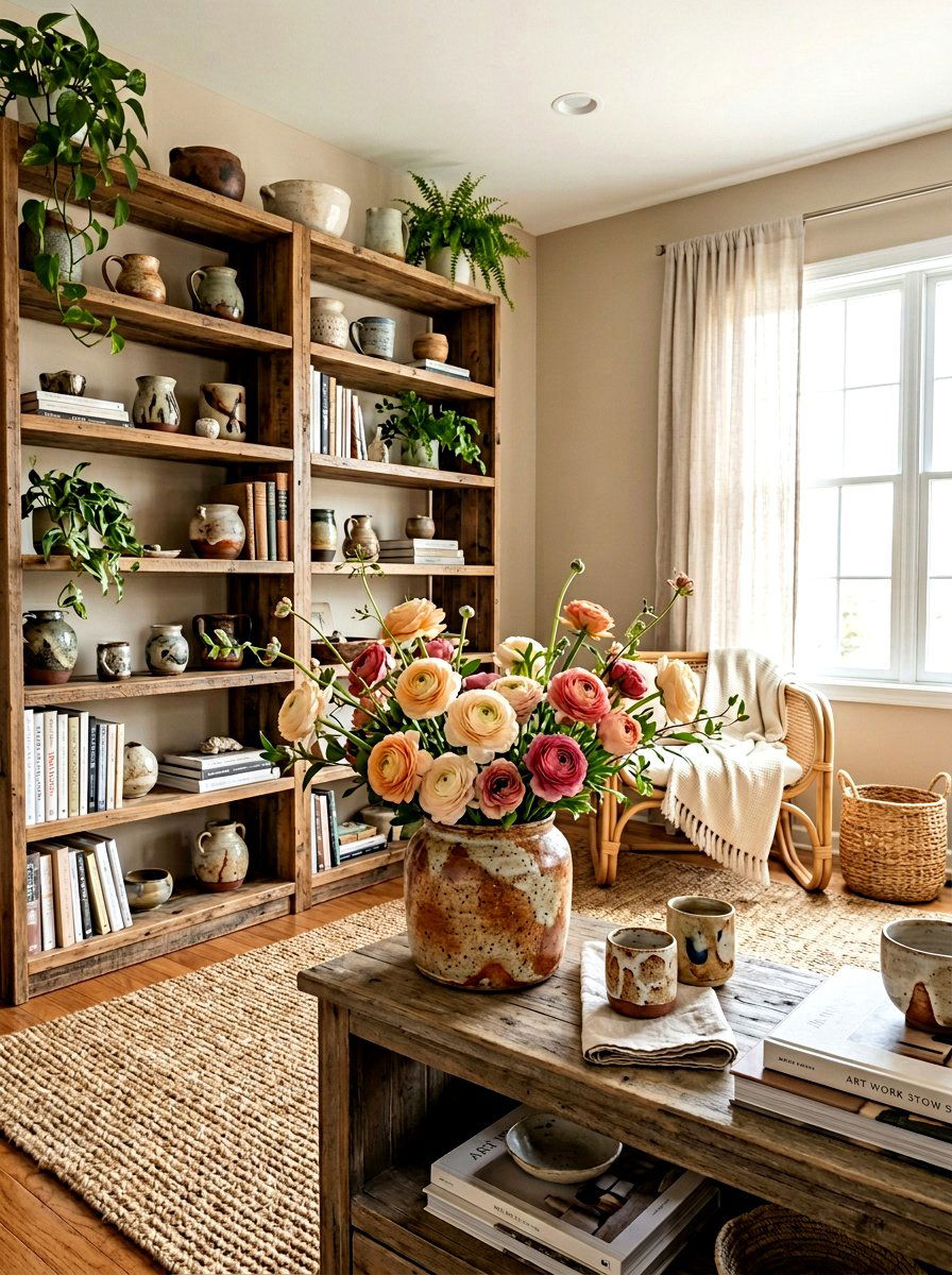 Ceramic Pot Ranunculus Earthy - 25 Spring Ranunculus Arrangement Ideas