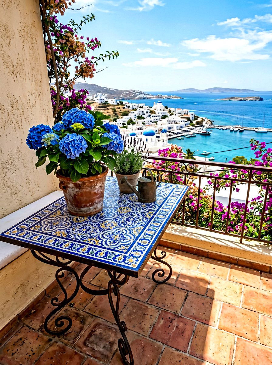 Ceramic Tiled Plant Table - 25 Spring Flower Stand Ideas