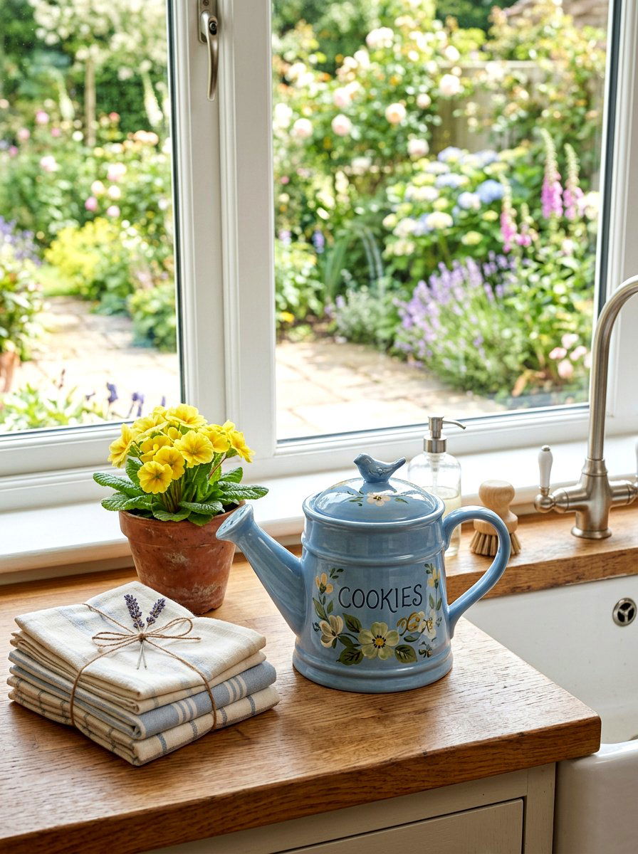 Ceramic Watering Can Cookie Jar - 25 Spring Cookie Jar Ideas