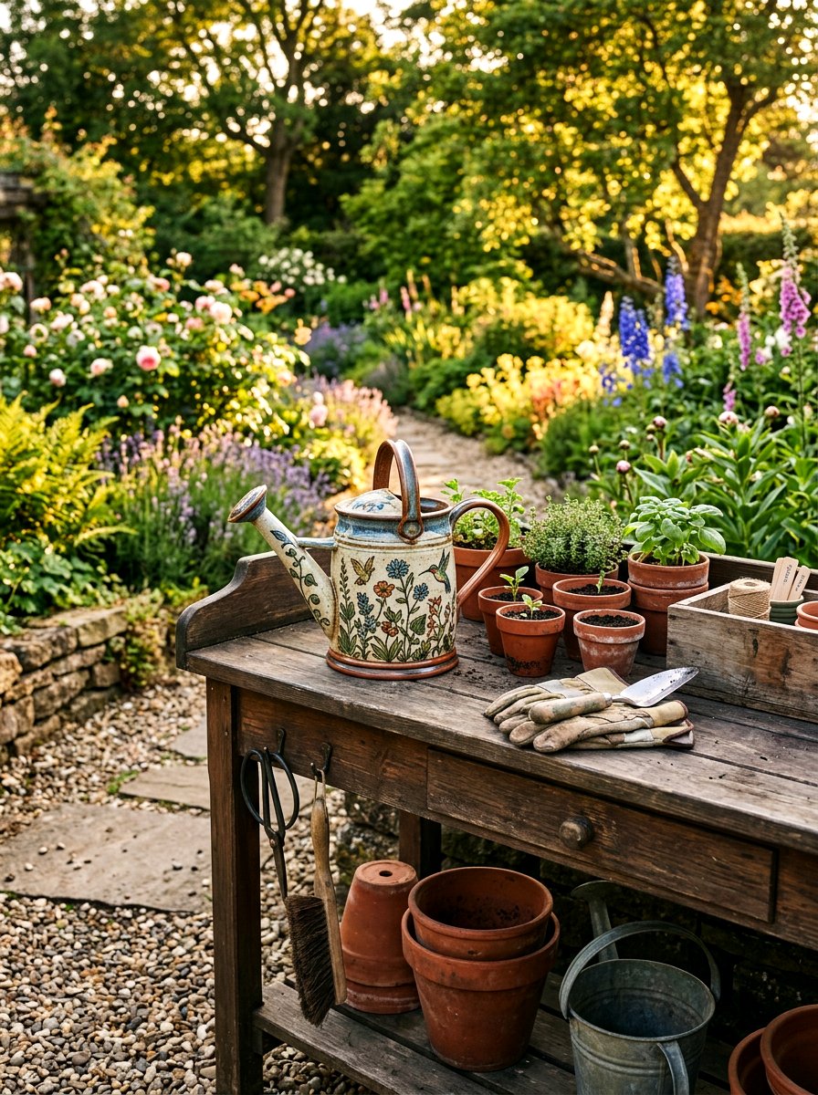 Ceramic Watering Can - 25 Spring Ceramic Decor Ideas