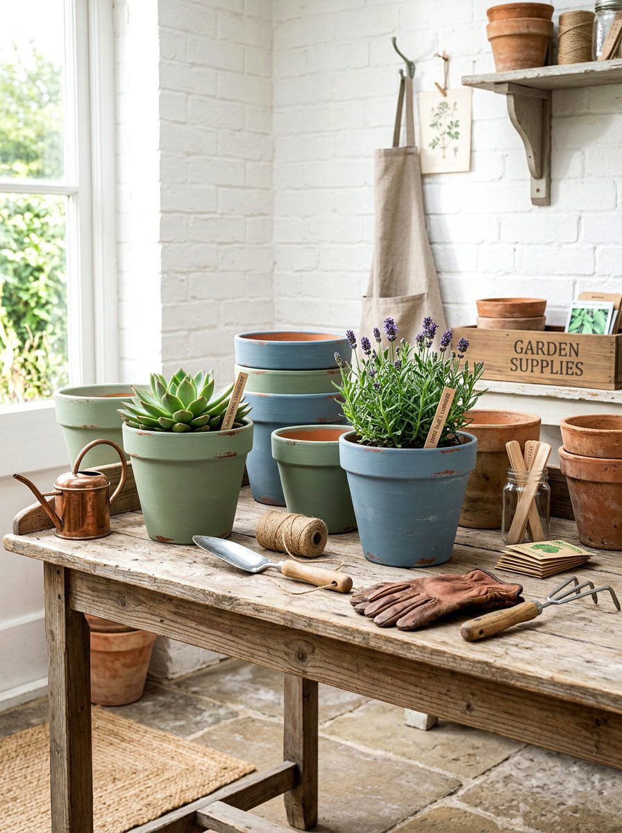 Chalk Painted Planters - 25 Spring Clay Pot Flower Ideas