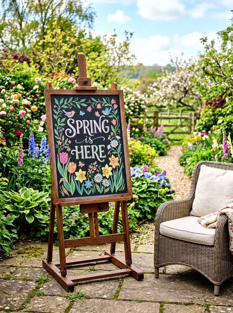 Chalkboard Easel - 25 Spring Outdoor Sign Ideas