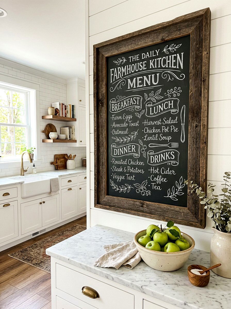 Chalkboard Kitchen Menu Sign - 25 Spring Farmhouse Sign Ideas