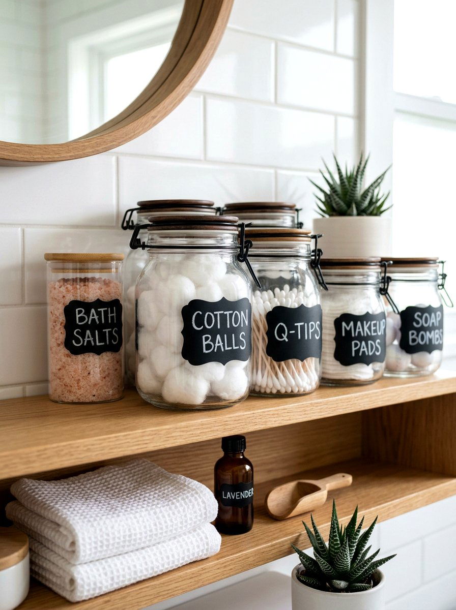 Chalkboard Label Bathroom Jar - 25 Spring Bathroom Jar Ideas