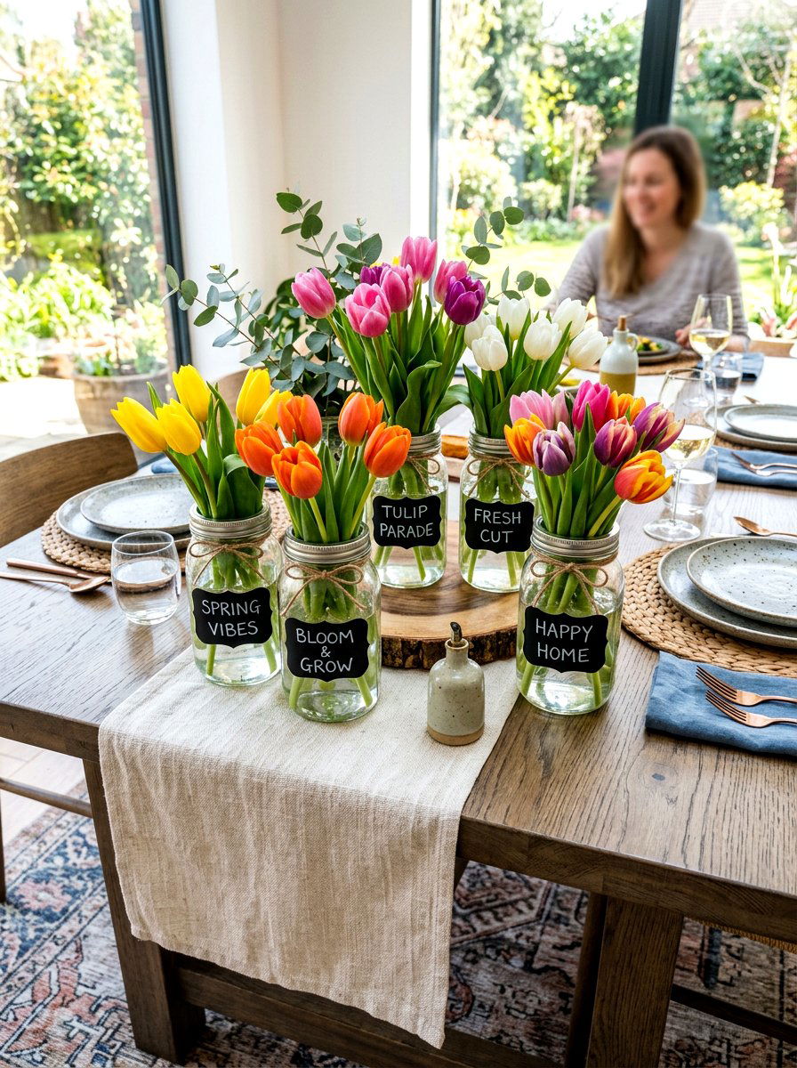 Chalkboard Label Mason Jar - 25 Spring Mason Jar Centerpiece Ideas