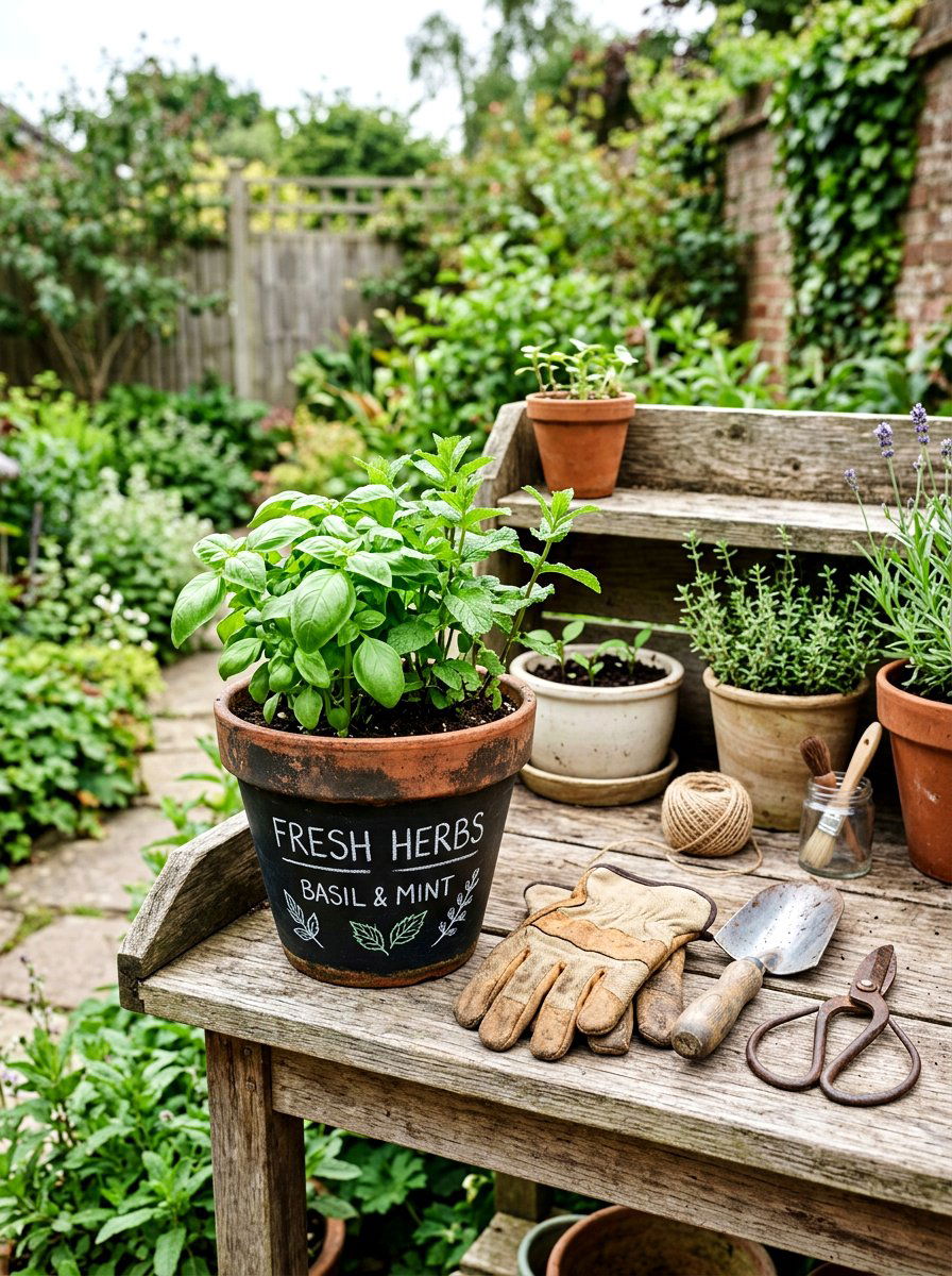 Chalkboard Label Pot - 25 Spring Painted Pot Ideas