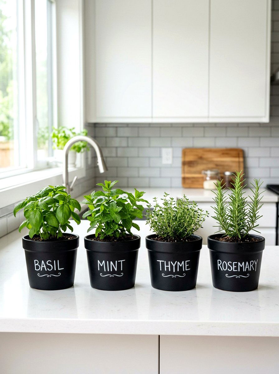 Chalkboard Label Pot - 25 Spring Herb Garden Decor Ideas