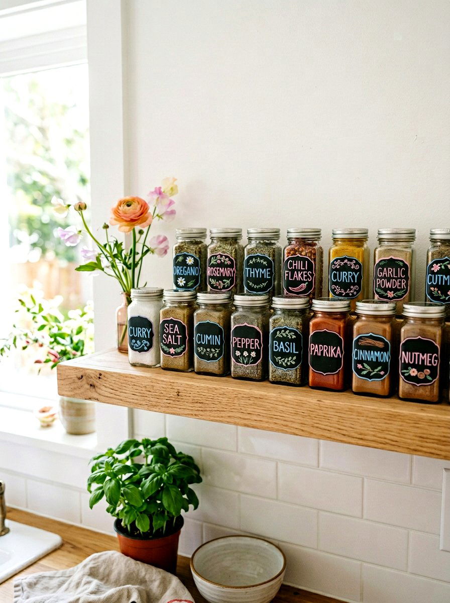 Chalkboard Label Spice Jar - 25 Spring Spice Rack Decor Ideas