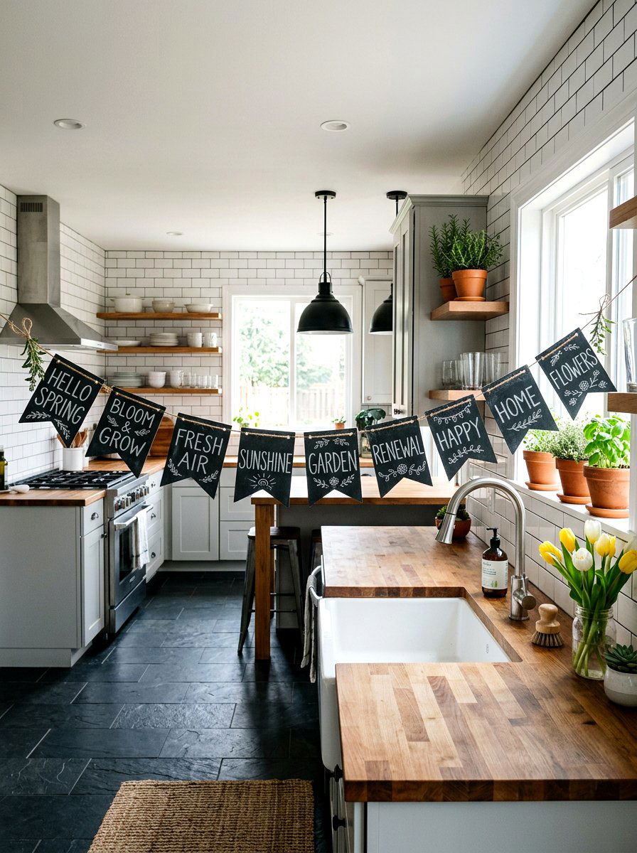 Chalkboard Pennant Banner - 25 Spring Banner Ideas