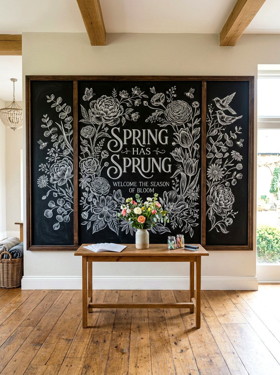 Chalkboard Spring Illustration - 25 Spring Backdrop Ideas