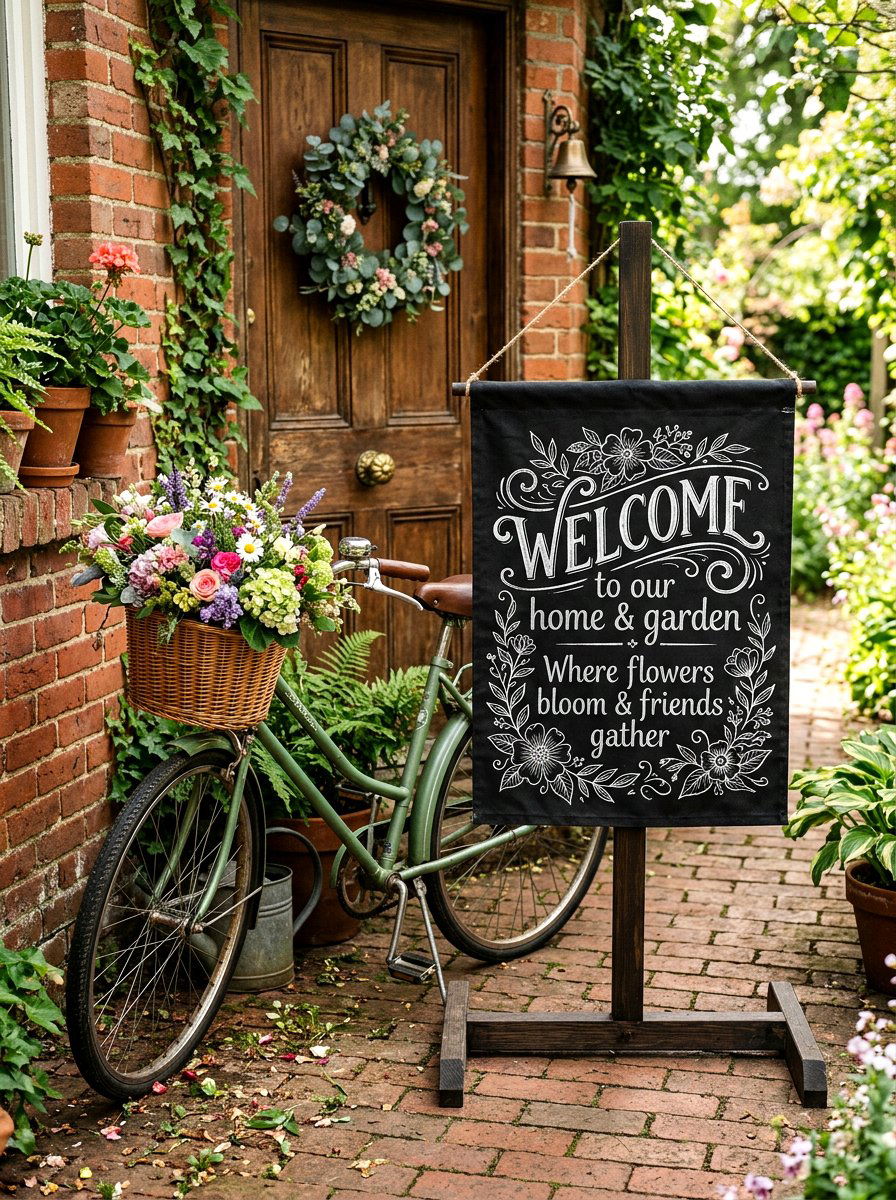 Chalkboard Style Welcome Sign - 25 Spring Outdoor Banner Ideas