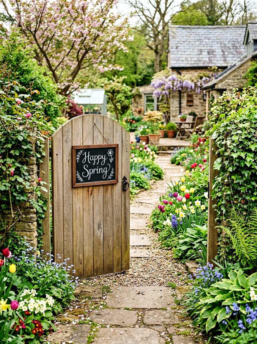 Chalkboard garden gate - 25 Spring Garden Gate Decor Ideas