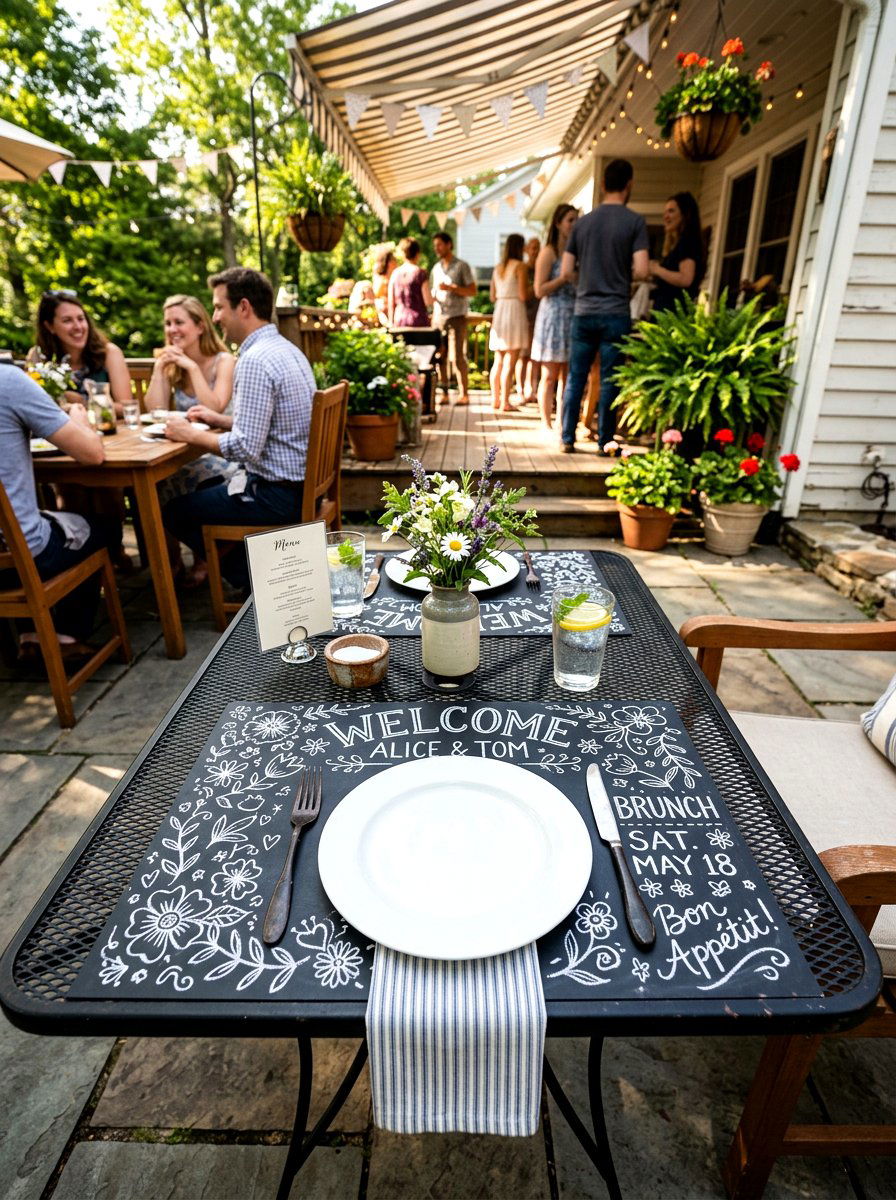 Chalkboard place setting - 25 Spring Porch Table Decor Ideas