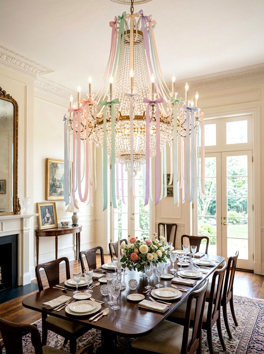 Chandelier Bow - 25 Spring Bow Decor Ideas