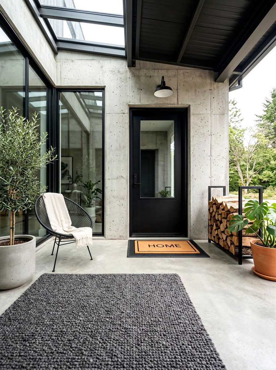 Charcoal Gray Textured Rug - 25 Spring Doormat Layering Ideas