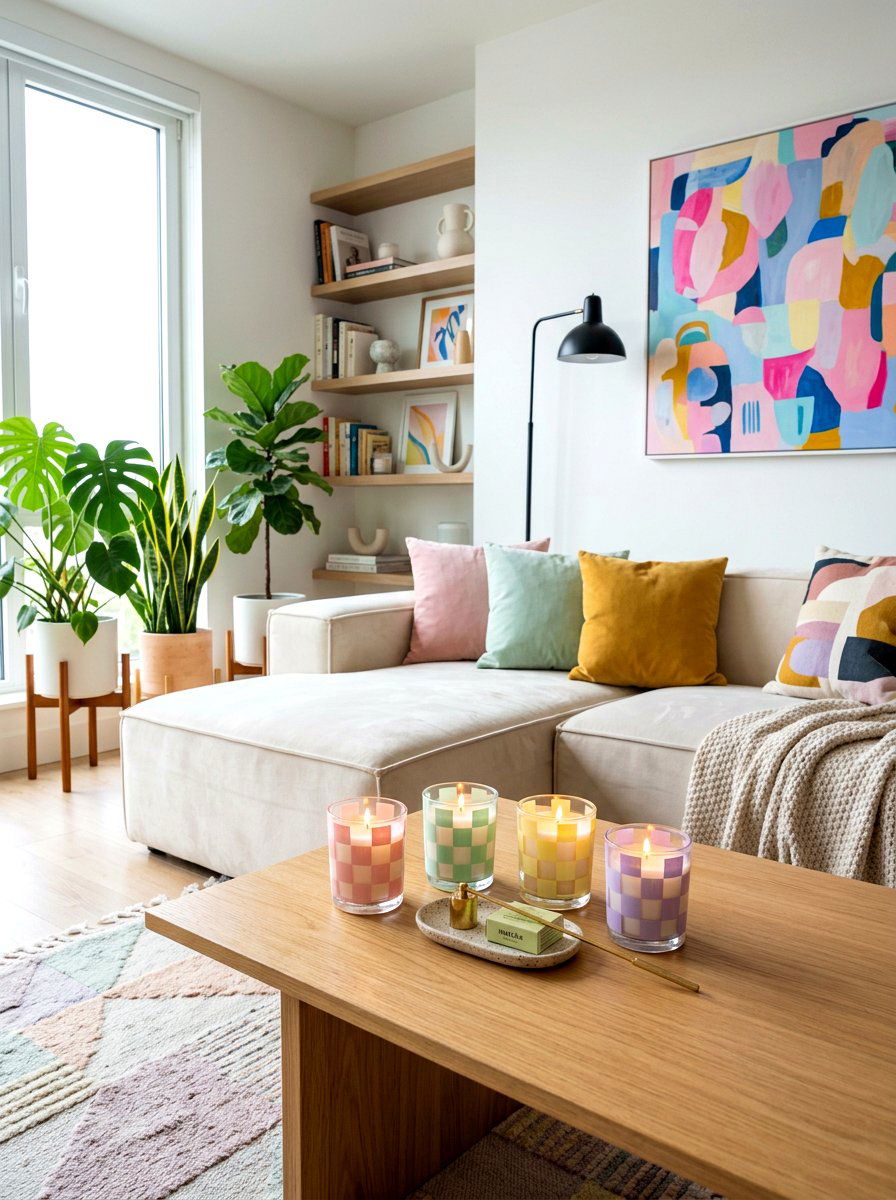 Checkerboard Pastel Votive - 25 Spring Votive Candle Ideas