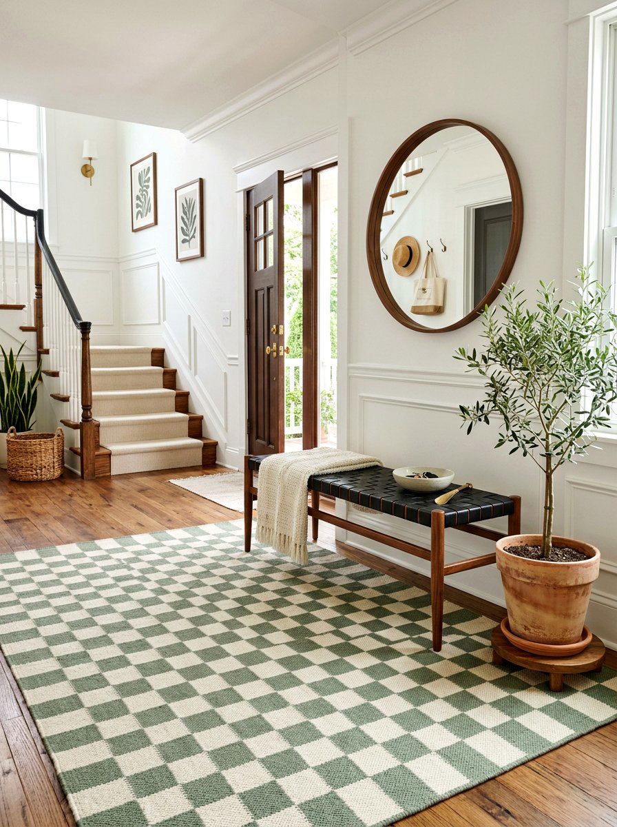 Checkered Pattern Rug - 25 Spring Entryway Rug Ideas