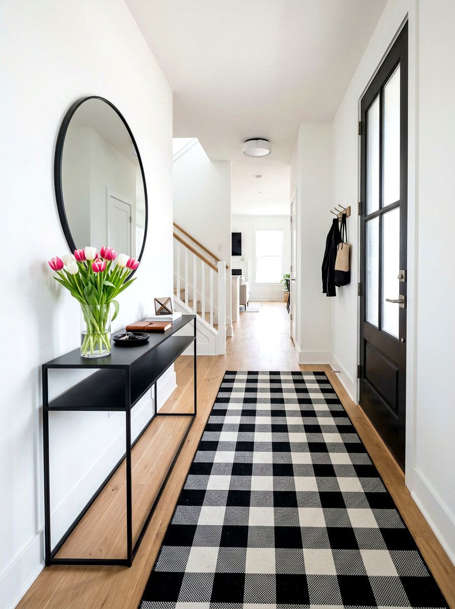 Checkered Rug Entryway - 25 Spring Rug Ideas