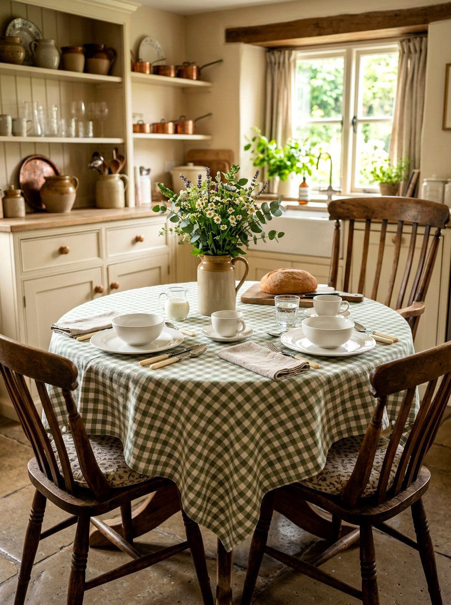 Checkered Tablecloth - 25 Spring Kitchen Table Decor Ideas