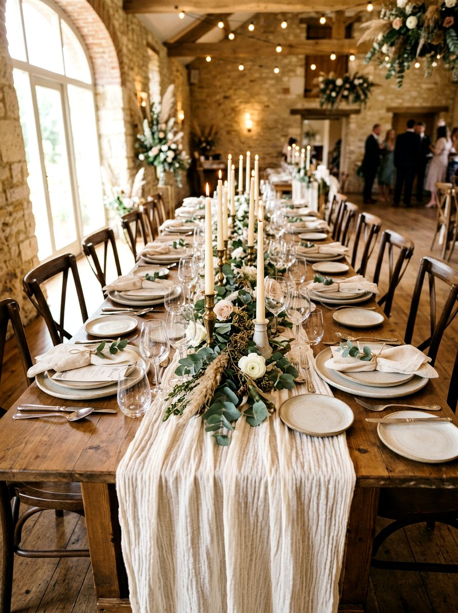 Cheesecloth Table Runner - 25 Spring Table Runner Ideas