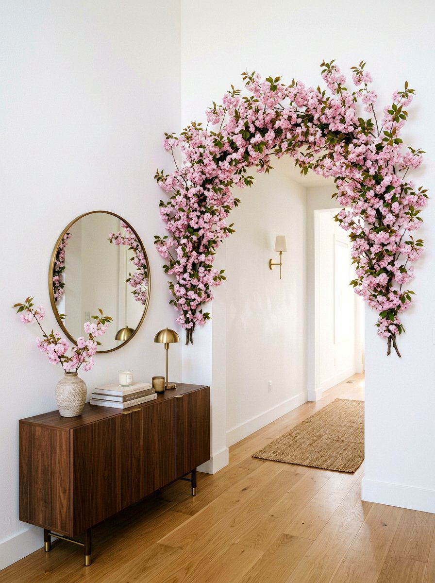 Cherry Blossom Arch For Entryway - 25 Spring Arch Decor Ideas