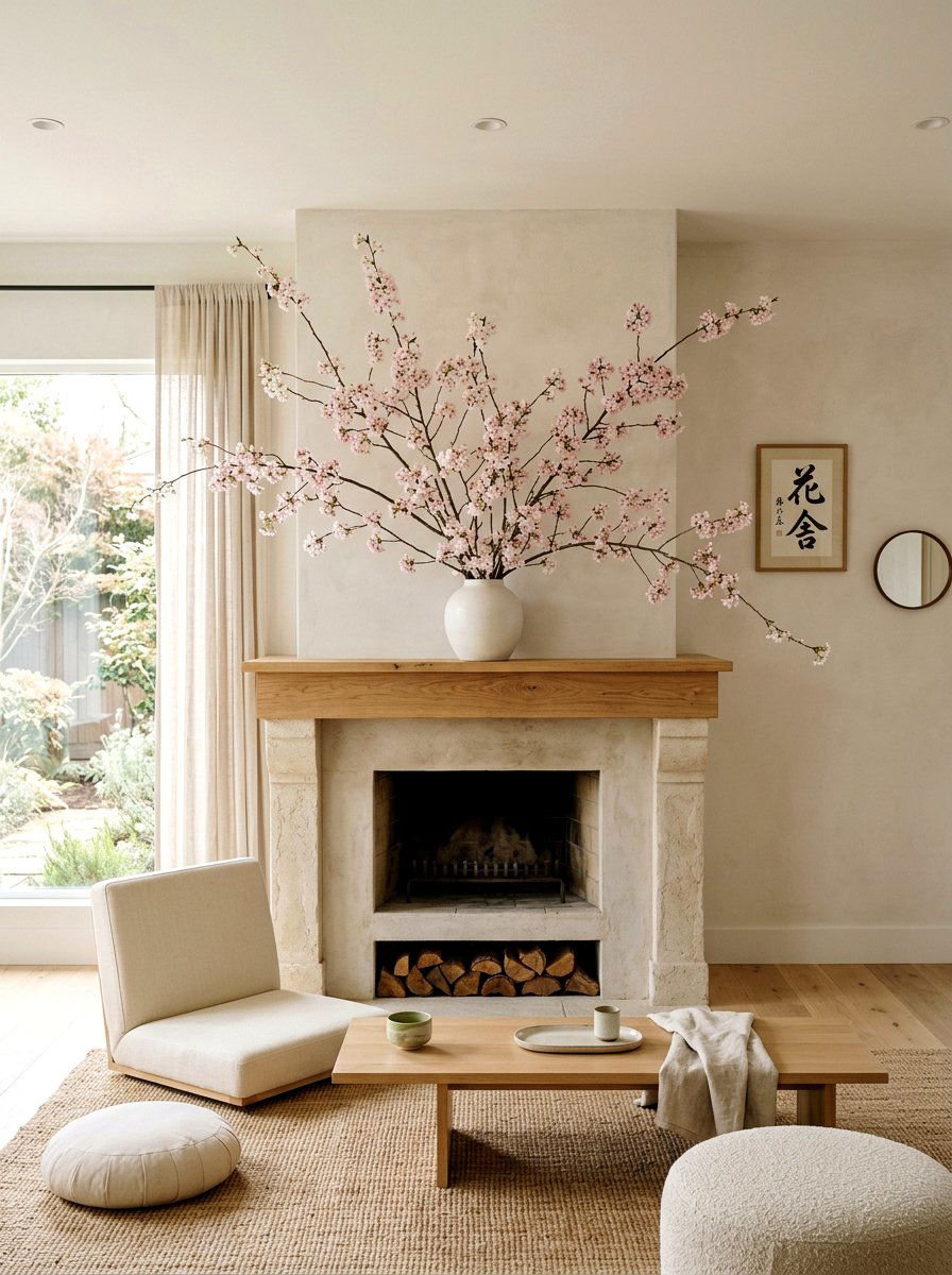 Cherry Blossom Arrangement - 25 Spring Mantel Arrangement Ideas