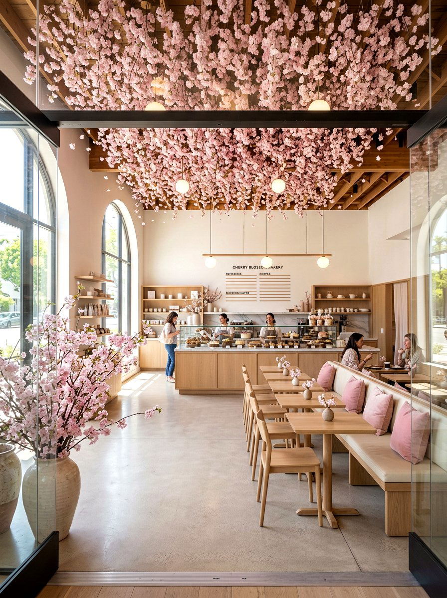 Cherry Blossom Bakery Interior - 25 Spring Bakery Decor Ideas