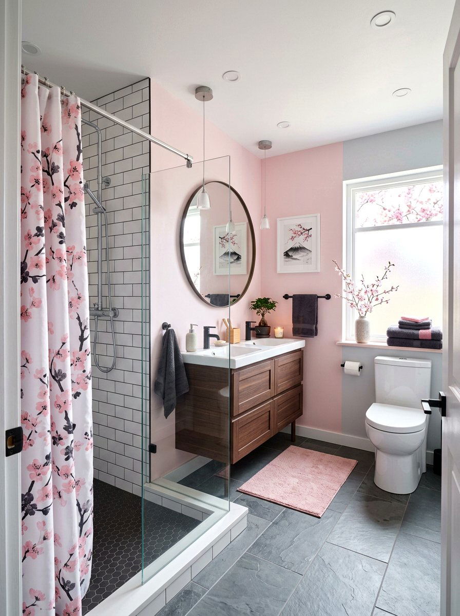 Cherry Blossom Bathroom - 25 Spring Shower Curtain Ideas