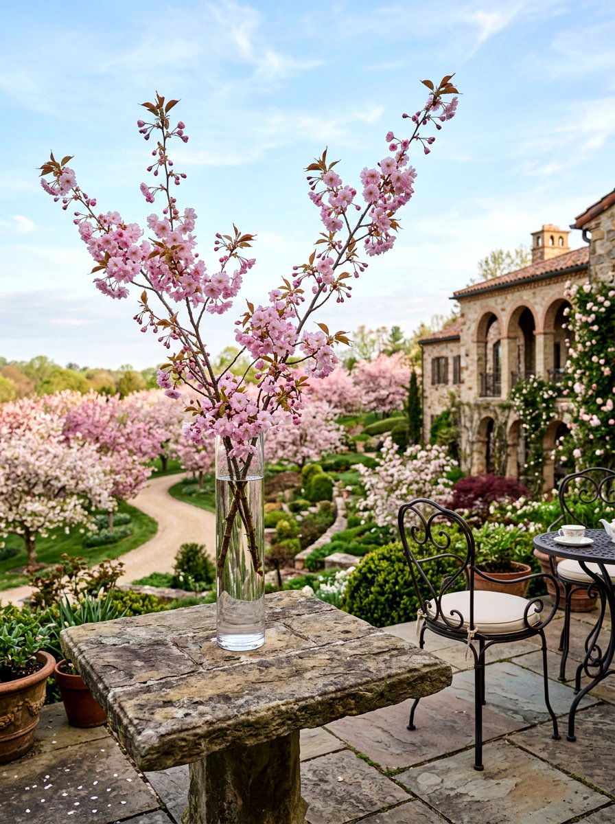 Cherry Blossom Branch - 25 Spring Outdoor Table Decor Ideas