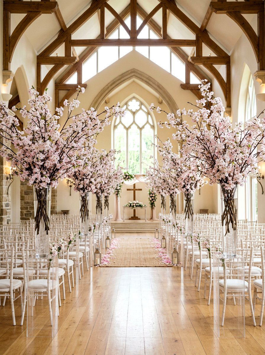 Cherry Blossom Branch - 25 Spring Wedding Aisle Decor Ideas