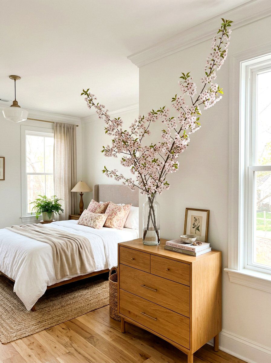 Cherry Blossom Branch - 25 Spring Dresser Top Decor Ideas