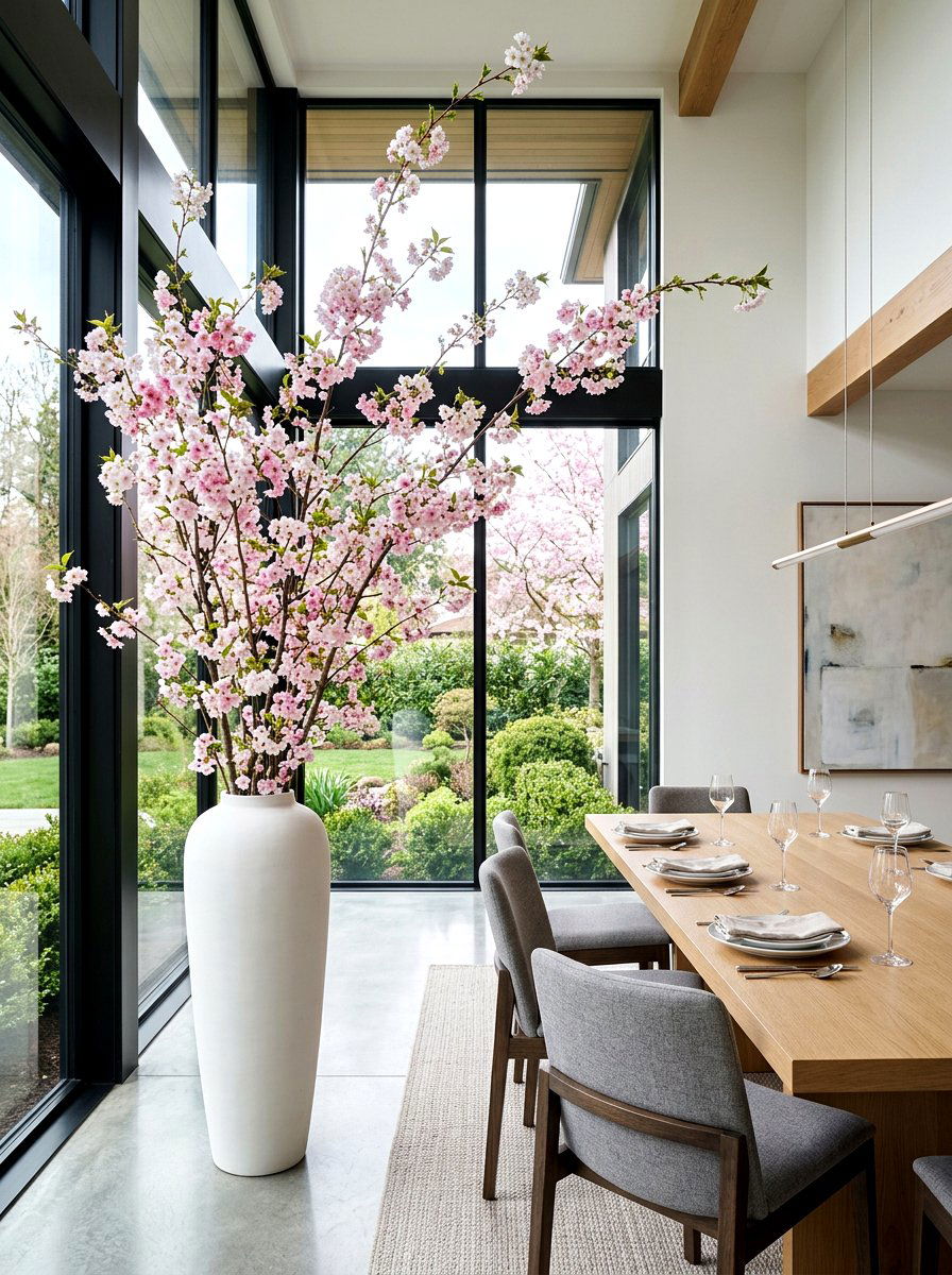 Cherry Blossom Branch Display - 25 Spring Dining Table Centerpiece Ideas