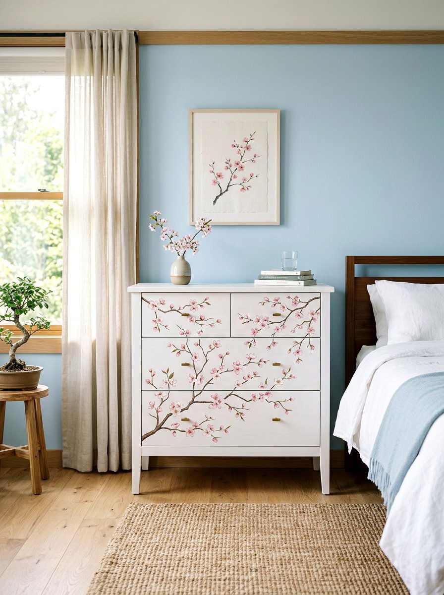 Cherry Blossom Bureau - 25 Spring Decoupage Furniture Ideas