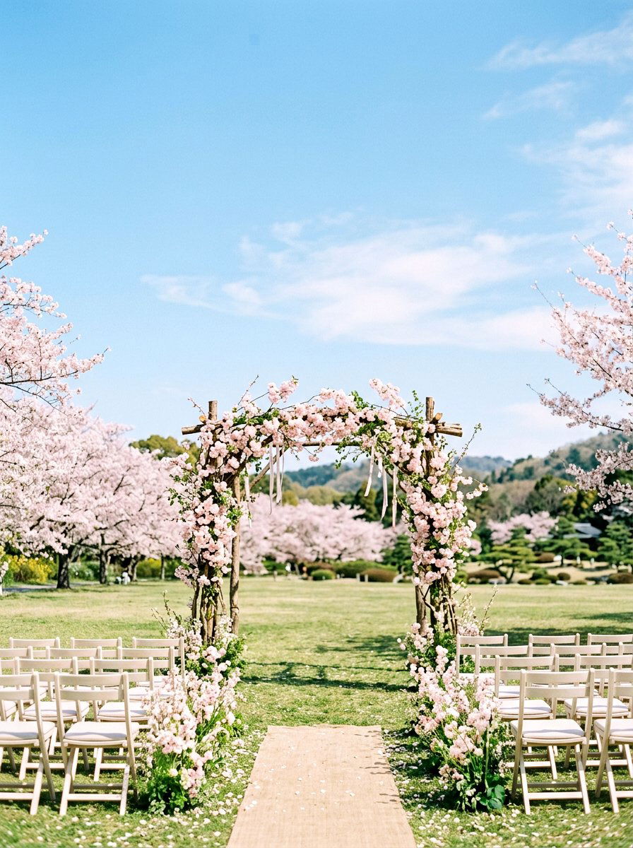 Cherry Blossom Ceremony Arch - 25 Spring Floral Arch Ideas