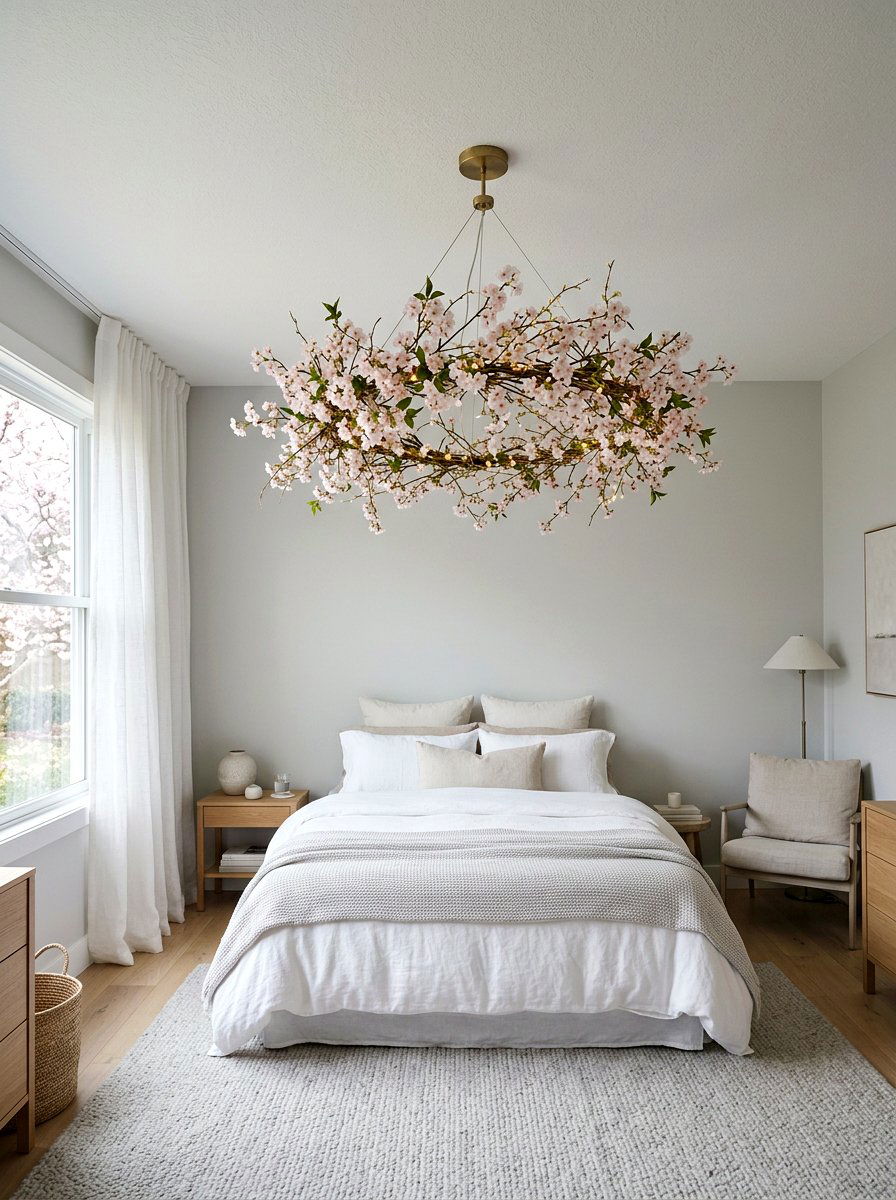 Cherry Blossom Chandelier - 25 Spring Chandelier Wreath Ideas