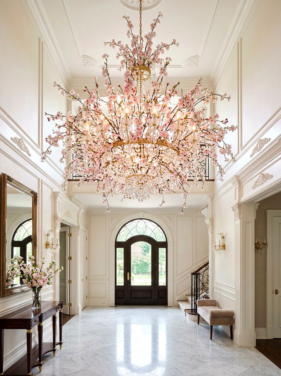 Cherry Blossom Chandelier - 25 Spring Chandelier Decor Ideas