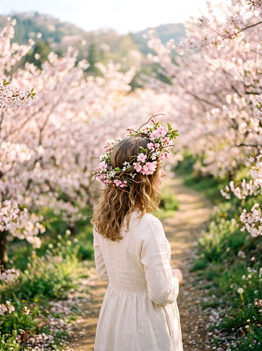 Cherry Blossom Hair Wreath - 25 Spring Hair Wreath Ideas