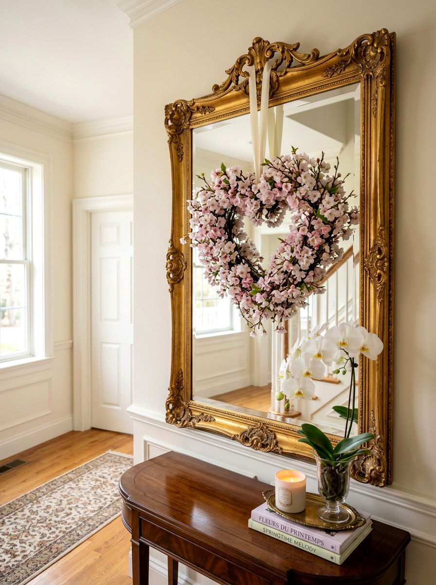 Cherry Blossom Heart Wreath - 25 Spring Heart Wreath Ideas