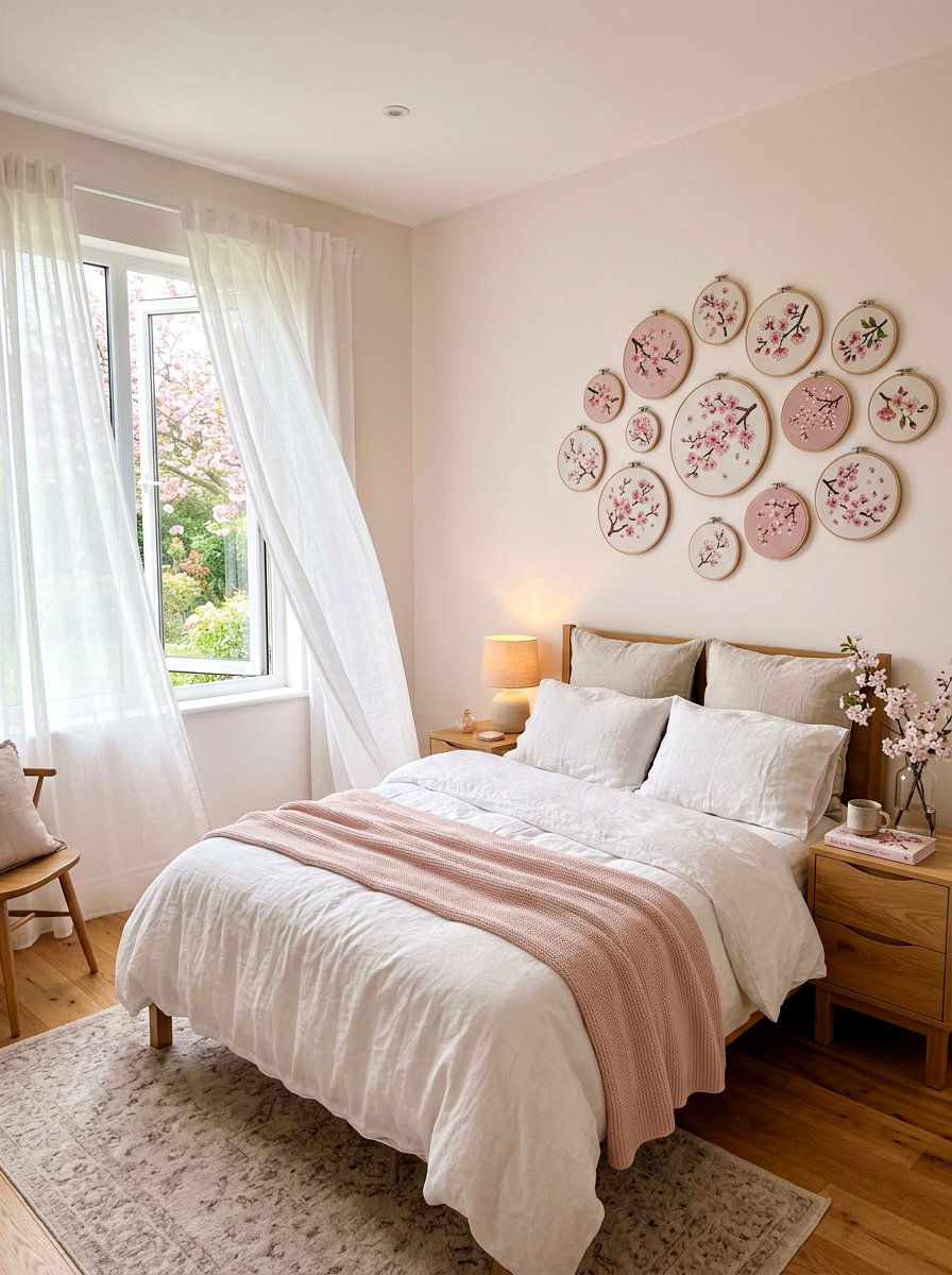 Cherry Blossom Hoop - 25 Spring Cross Stitch Decor Ideas