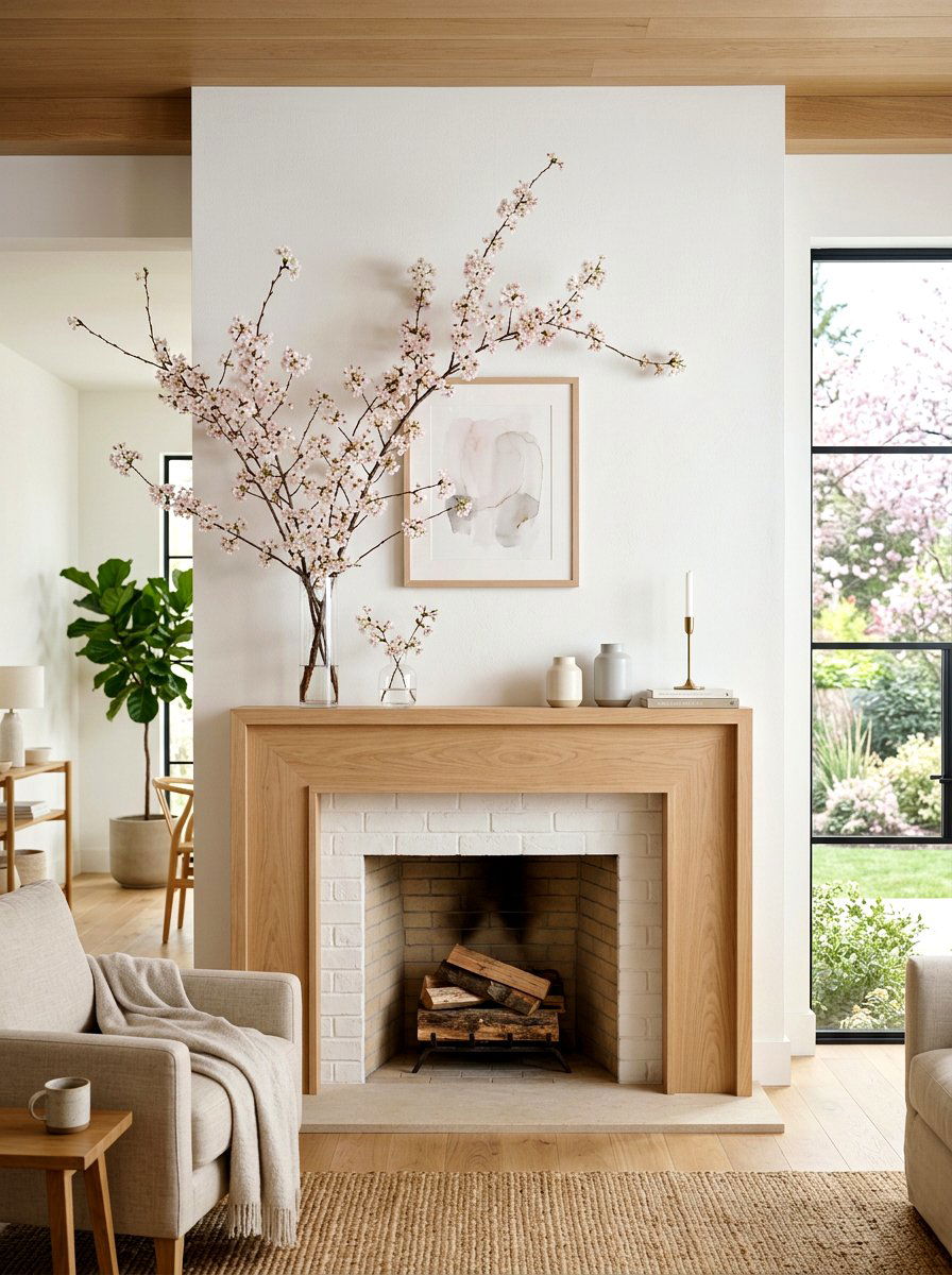 Cherry Blossom Mantel - 25 Spring Mantel Garland Ideas