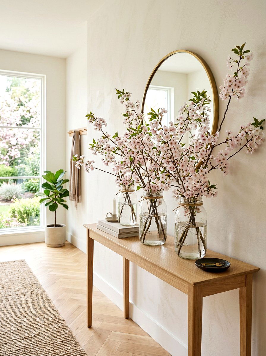 Cherry Blossom Mason Jar - 25 Spring Mason Jar Centerpiece Ideas