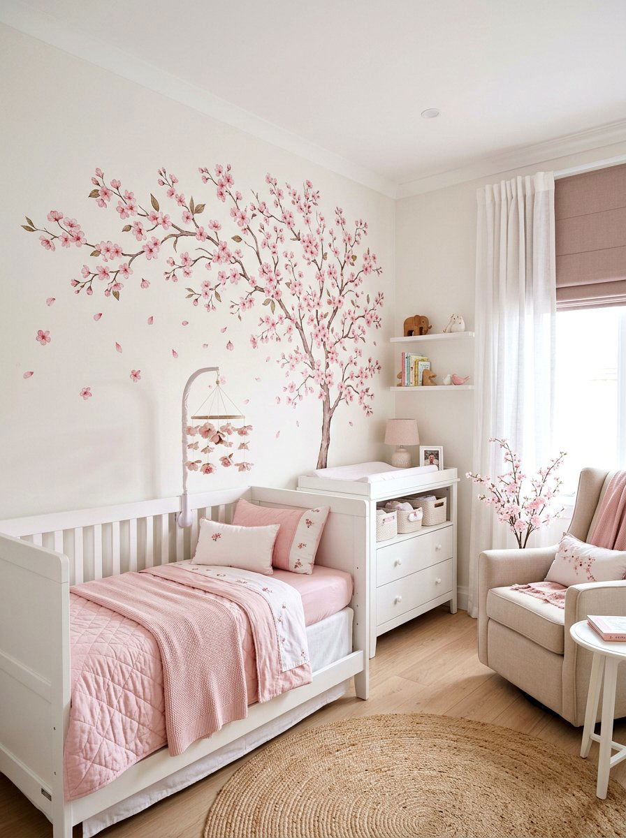 Cherry Blossom Nursery - 25 Spring Nursery Decor Ideas