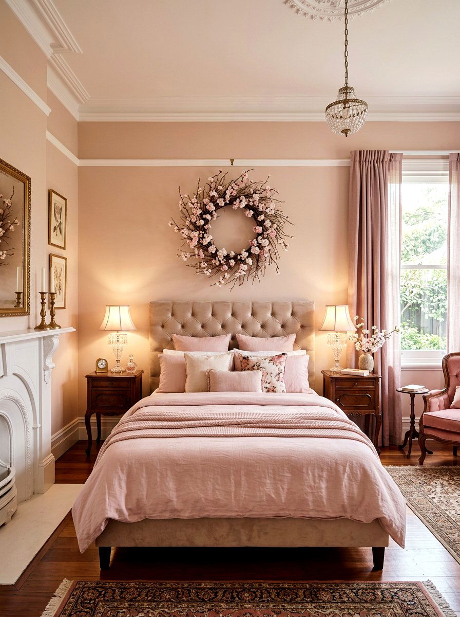 Cherry Blossom Twig Wreath - 25 Spring Asymmetrical Wreath Ideas